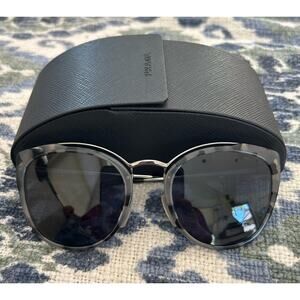PRADA Grey Tortoise/Blue Lens Cat Eye Sunglasses